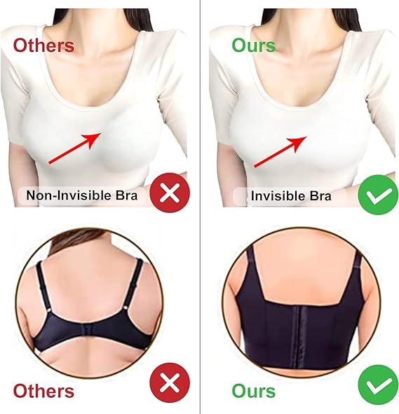 Women's Push Up Bra,Full-Coverage Underwire Bra,Hide Back Fat Deep Cup Bra,Smoothing T-Shirt Bra,Sculpting Uplift Bra