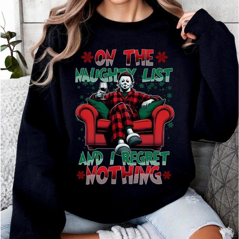 On The Naughty List And We Regret Nothing Png, Funny Christmas Movie Png, Merry Creepmas Png  Analyze listing