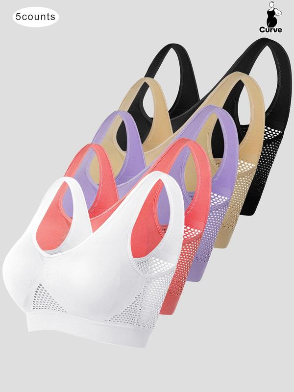 Plus Size Push Up Bra, Women's Breathable Comfortable Wireless Bra for All Seasons, Hollow Out Mesh Plus Size Bra for Women, Summer Wear 2024, Plus Size Women's Clothing