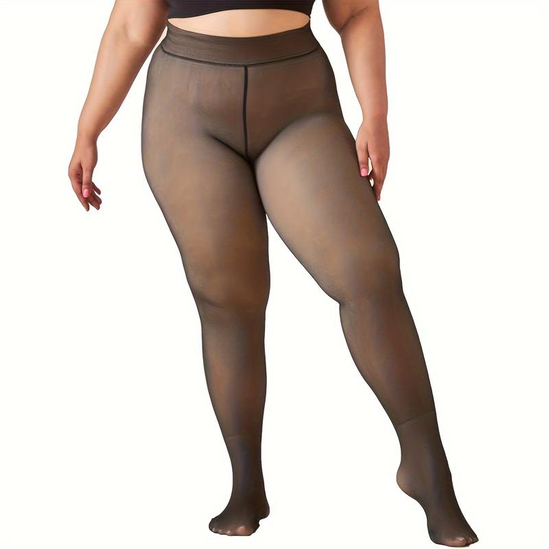 Warm pantyhose with transparent thick leggings at the bottom for warmth and slimming, perfect for pairing with short skirts, high heels, and more.