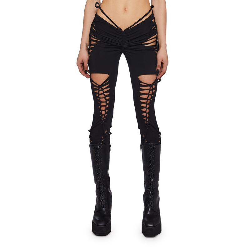 Crossfade Shredded Leggings- Black