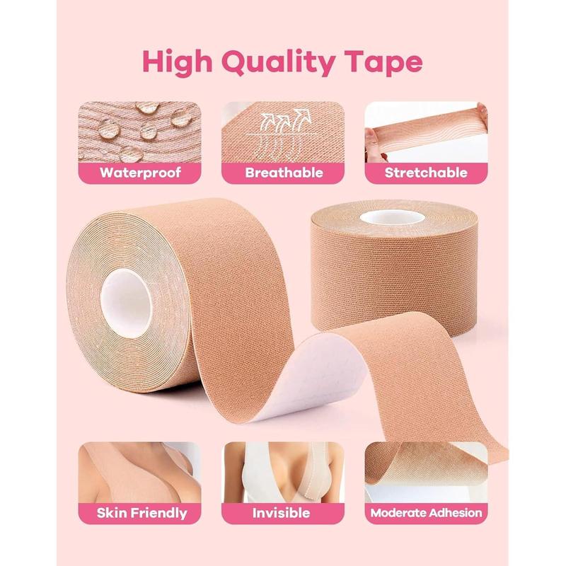 Women's Nip Cover Bra Accessories Body Tape Kit for Breast Lift with 2 Counts Tubetop Hack Invisible Boobtape for A-G Cup Beige Trans Tape Comfortable Womenswear