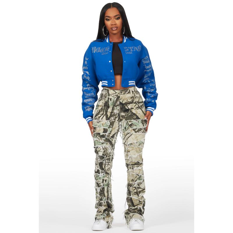 Zariyah Tree Camo Stacked Flare Jean