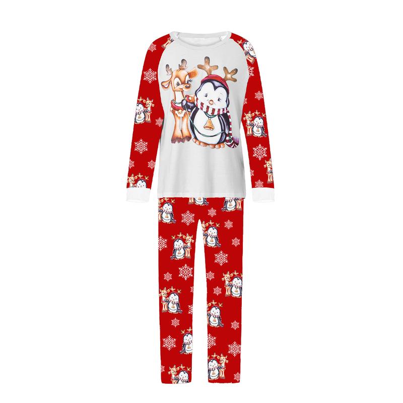 Family Matching Christmas Pajamas Set, Long Sleeve Christmas Cartoon Elk Print Tops Trousers Suit for Kid Dad Mom   Romper Womenswear Clothing