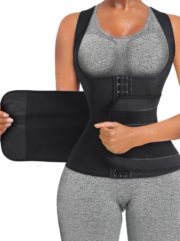 Women's Solid Color Sauna Vest, Tummy Control Shaper, Waist Trainer, Women's Shapewear Top for Daily Wear