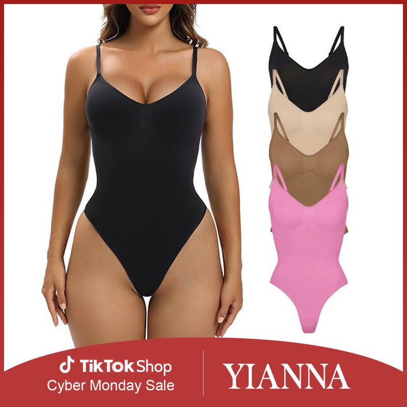 YIANNA Women Shapewear Tummy Control Bodysuit Seamless Sculpting Snatched Waist Body Suit Thong or Brief skims shapewear Womenswear Tops Comfort Basic