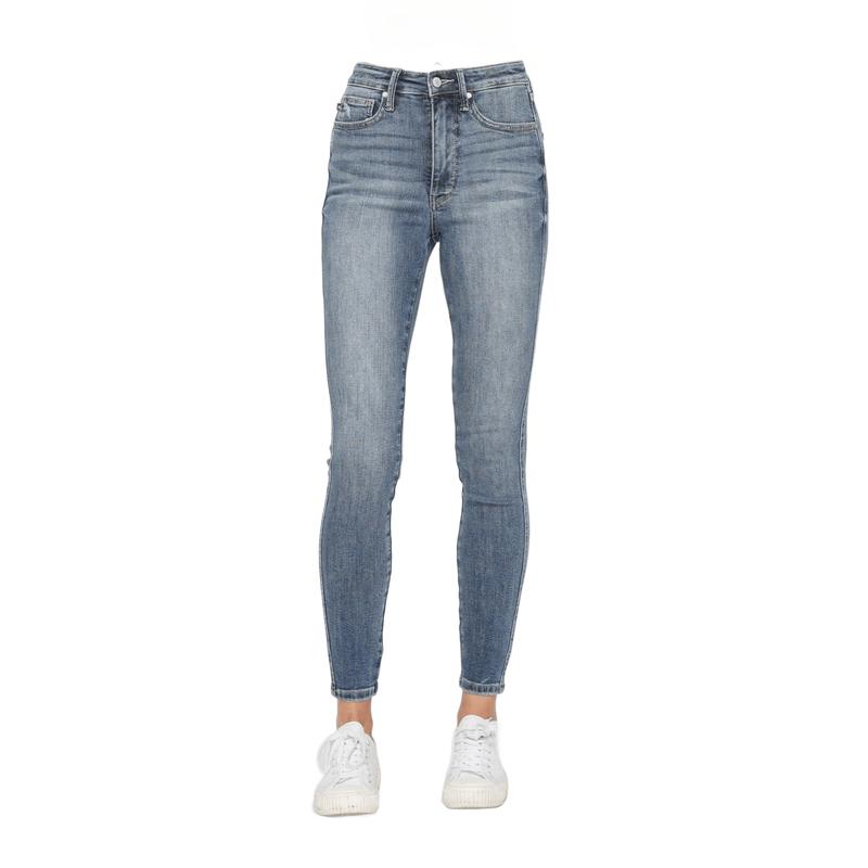 JUDY BLUE HI WAIST TUMMY CONTROL CONTRAST WASH SKINNY JEANS