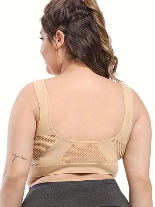 Plus Size Push Up Bra, Women's Breathable Comfortable Wireless Bra for All Seasons, Hollow Out Mesh Plus Size Bra for Women, Summer Wear 2024, Plus Size Women's Clothing