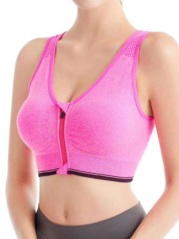 Women's Front Zipper Bras, Casual Contrast Binding Lingerie Top, Ladies Summer Bralette for Daily Wear, Summer Wear 2024, Lingerie for Women, Bras for Women