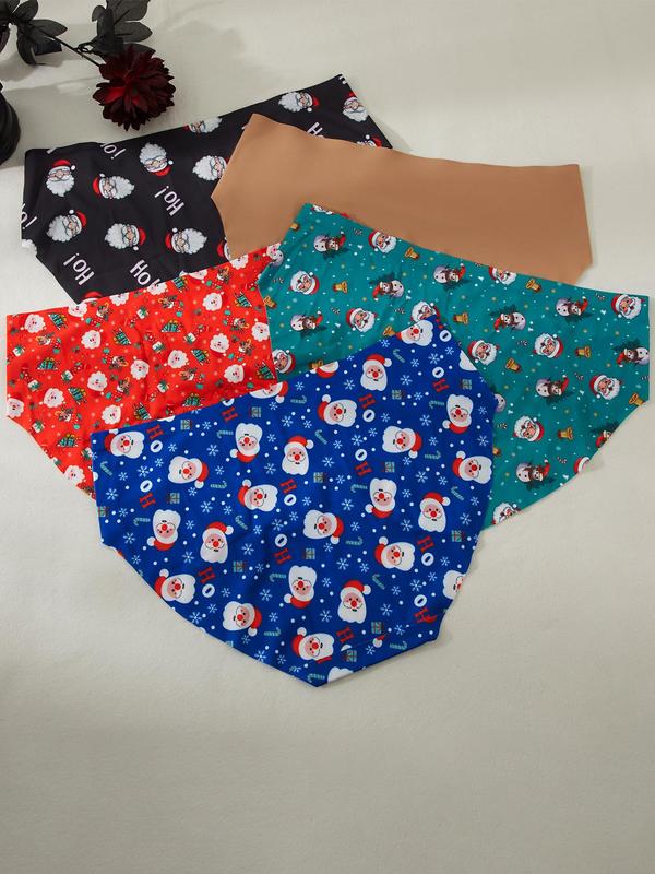  All Over Print Christmas Themed Brief, Soft Comfy Breathable Panties for Daily Wear, Women's Underwear for All Seasons