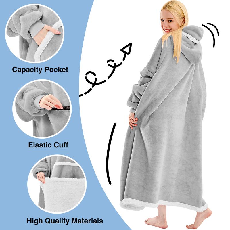 Eye Mask Oversized Wearable Blanket Hoodie,Giant Blanket Hoodie with Sleeves Extra Long