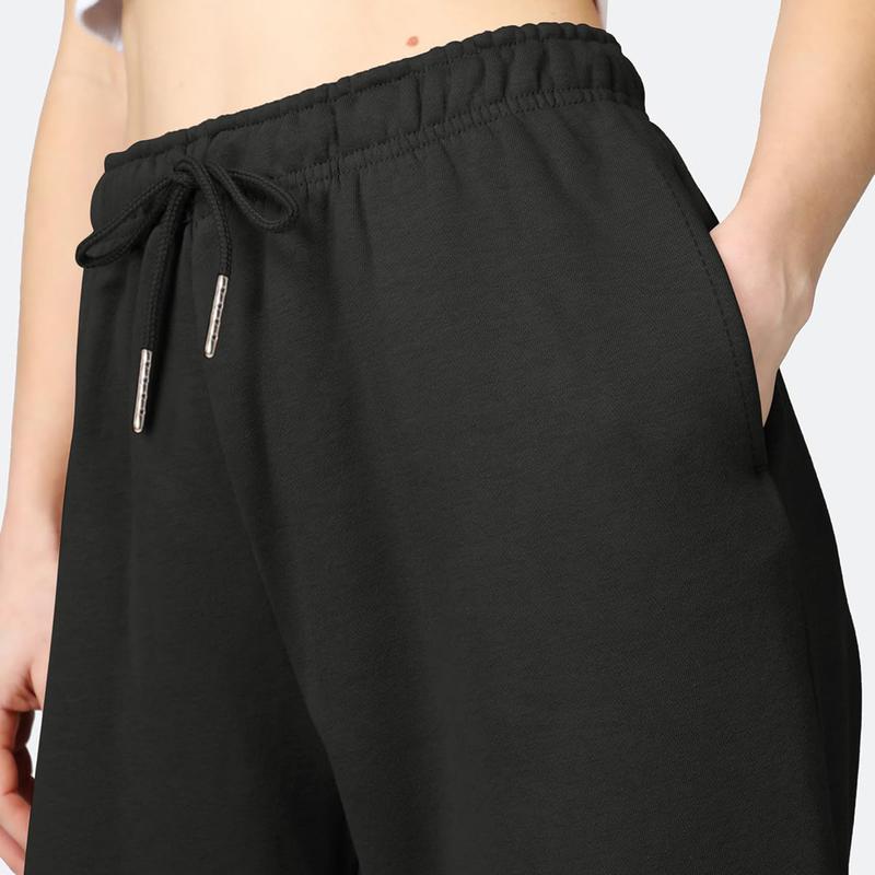 Women's Casual Joggers Sweatpants Solid Color Drawstring High Waist Wide Leg Trousers