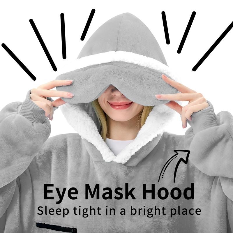 Eye Mask Oversized Wearable Blanket Hoodie,Giant Blanket Hoodie with Sleeves Extra Long