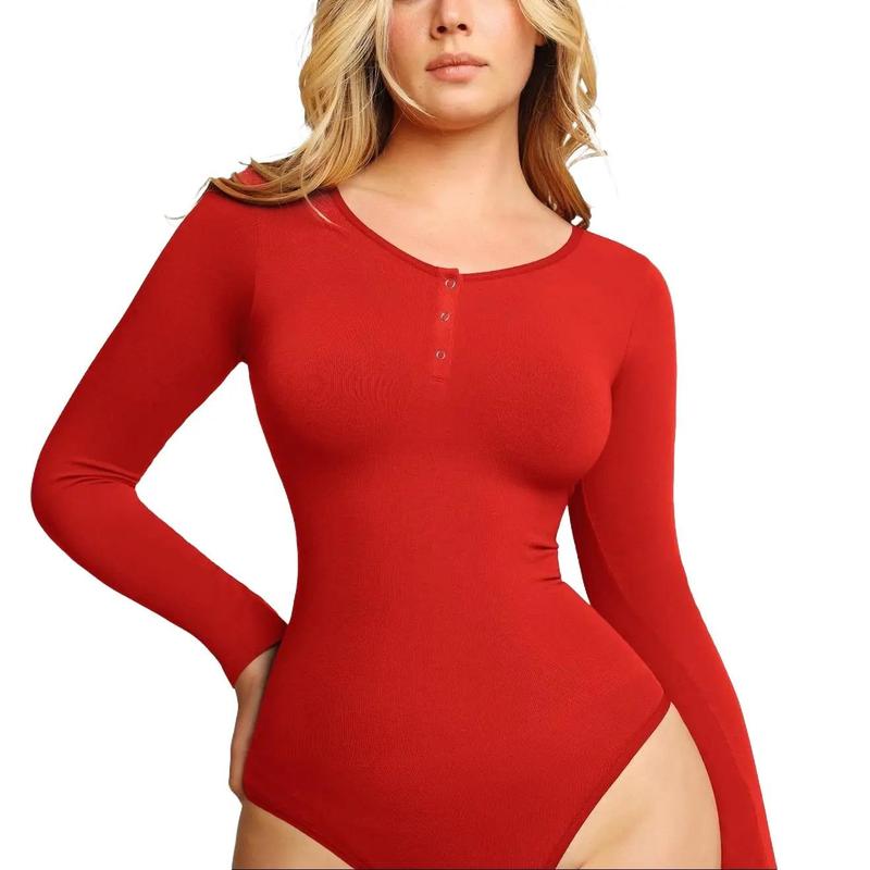 Popilush Seamless Modal Long Sleeve Shapewear Bodysuit PSA