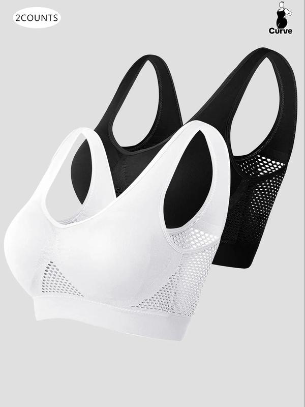 Plus Size Push Up Bra, Women's Breathable Comfortable Wireless Bra for All Seasons, Hollow Out Mesh Plus Size Bra for Women, Summer Wear 2024, Plus Size Women's Clothing