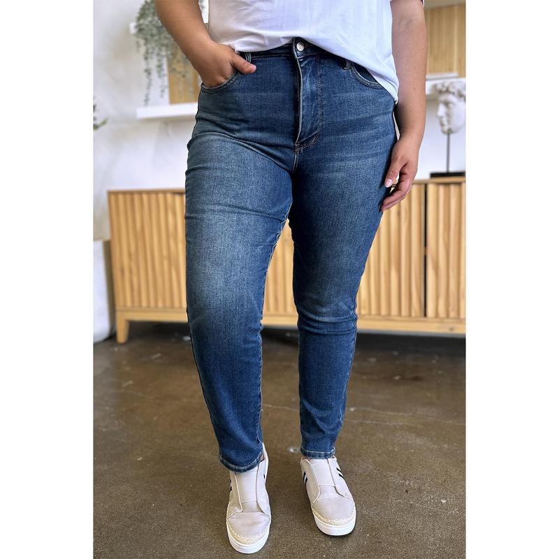 Judy Blue Full Size Tummy Control High Waist Slim Jeans trendy jean judy blue high waist garment