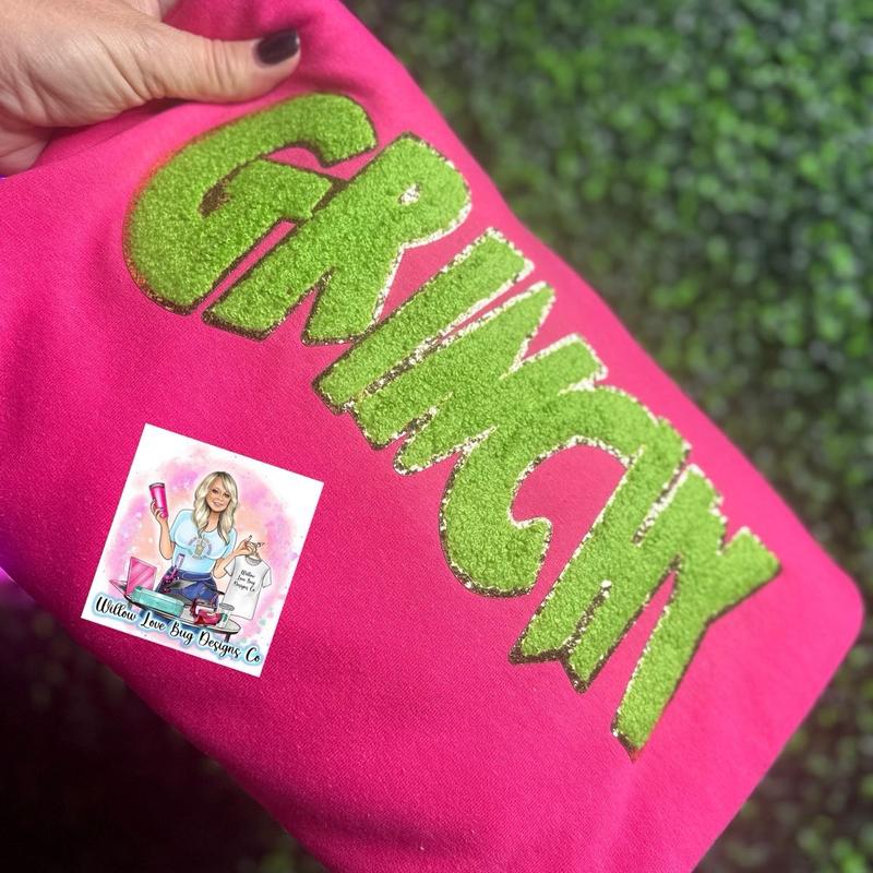 Grinchy Chenille Patch Christmas Sweatshirt