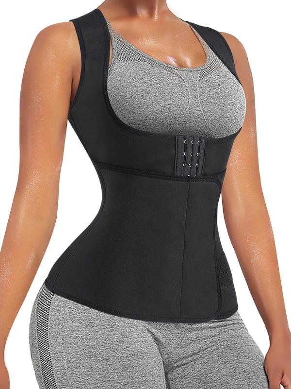 Women's Solid Color Sauna Vest, Tummy Control Shaper, Waist Trainer, Women's Shapewear Top for Daily Wear