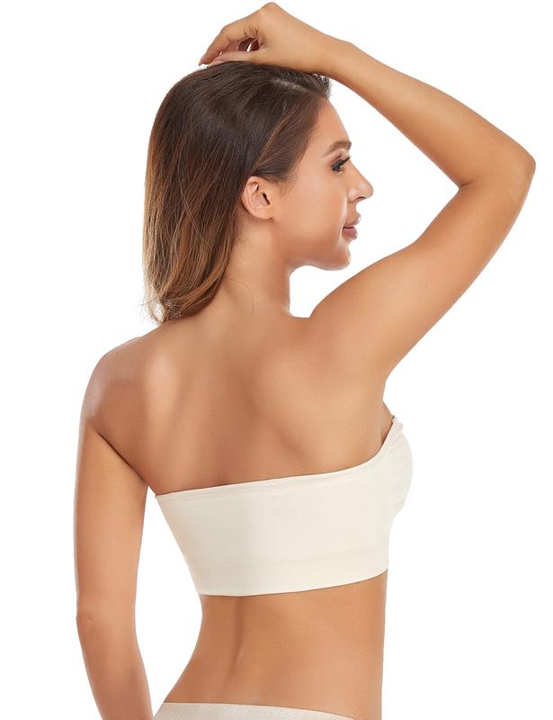 Lusait Strapless Bras for Women Non-Slip Silicone Padded Bandeau Bra Wireless Tube Top Bra