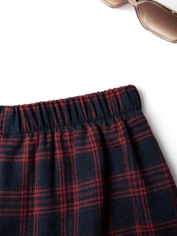 Women's Plaid Print Elastic Waist Shorts, Casual Comfy Shorts for Daily Wear, Ladies Bottoms for All Seasons