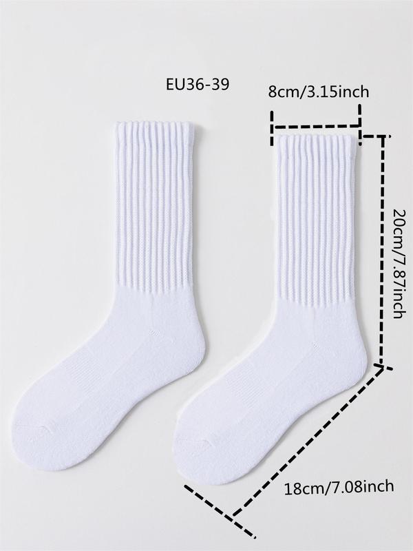 Women's Solid Slouch Crew Socks, 1 Pair Casual Comfy Breathable Mid-calf Socks for Daily Wear, Ladies Socks for All Seasons