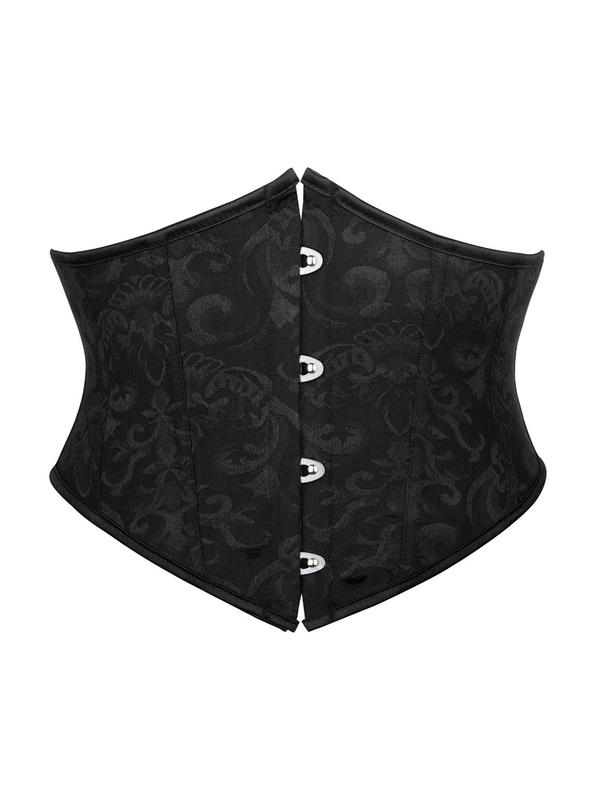 Women's Solid Floral Print Button Front Lace Up Corset Waist Trainer, Casual Vintage Tummy Control Waist Cincher, Women's Shapewear for Daily Wear