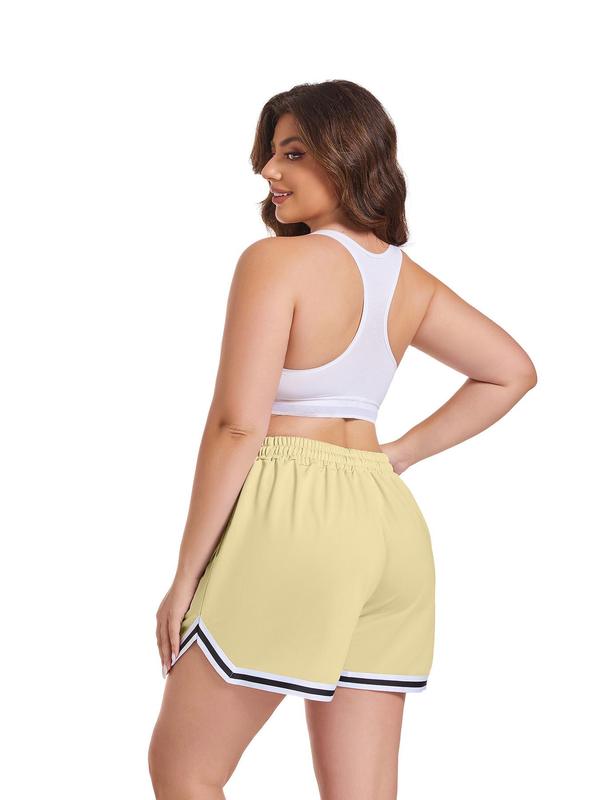  Contrast Binding Drawstring Waist Shorts, Casual Pocket Shorts for Daily Wear, Women's Bottoms for All Seasons