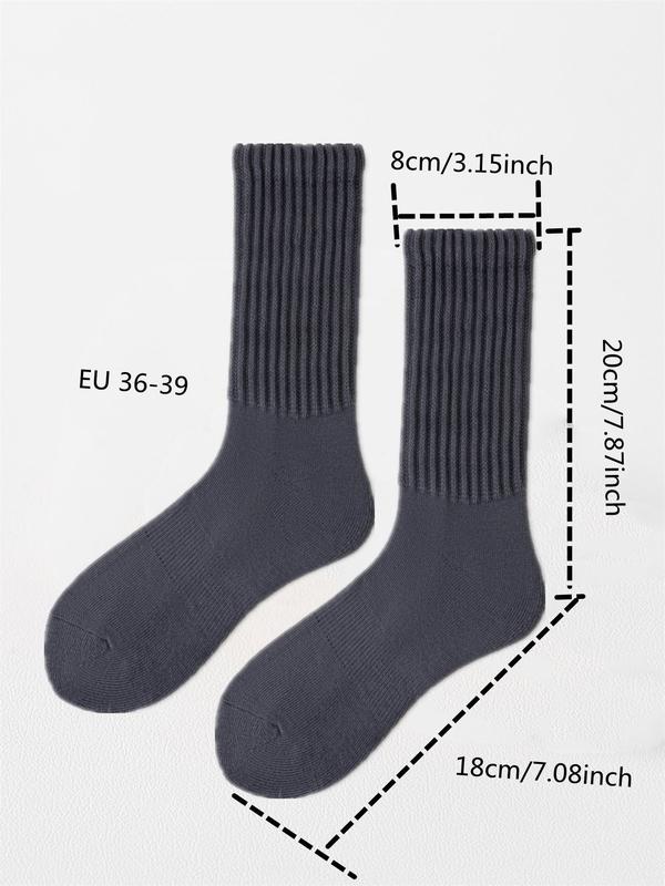 Women's Solid Slouch Crew Socks, 1 Pair Casual Comfy Breathable Mid-calf Socks for Daily Wear, Ladies Socks for All Seasons