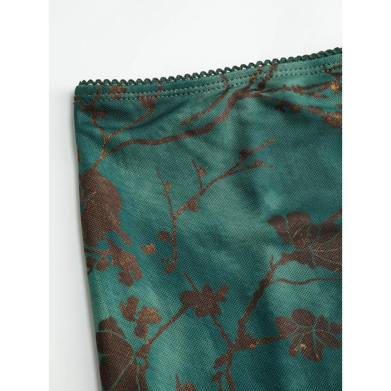 Cider [3 colors, size 0-26] High Waist Mesh Floral Midi Skirt