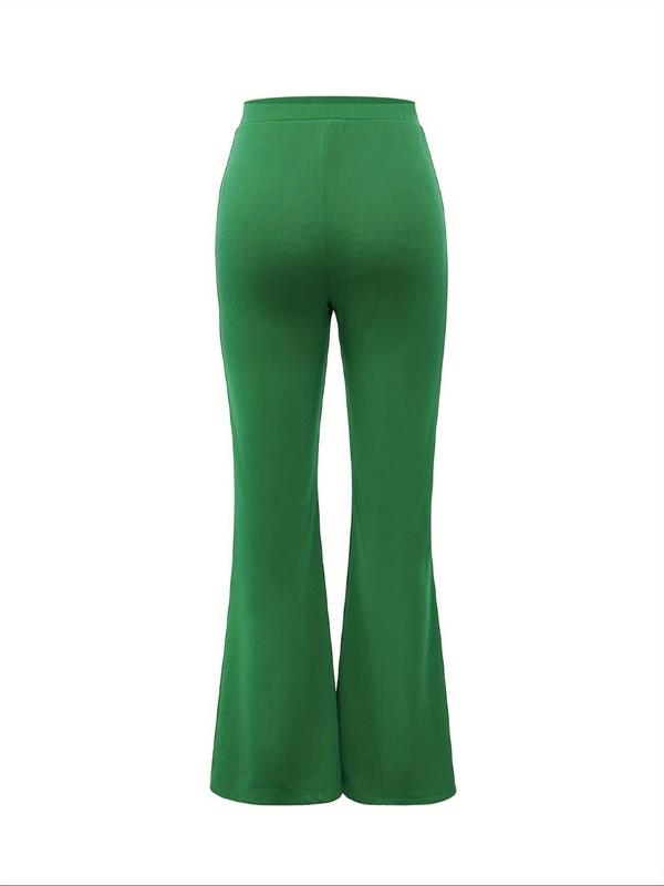 Women's Solid Color Stitching High Waist Straight Leg Pants, Casual Comfy Elastic Waist Trousers for Daily Wear, Ladies Bottoms for All Seasons