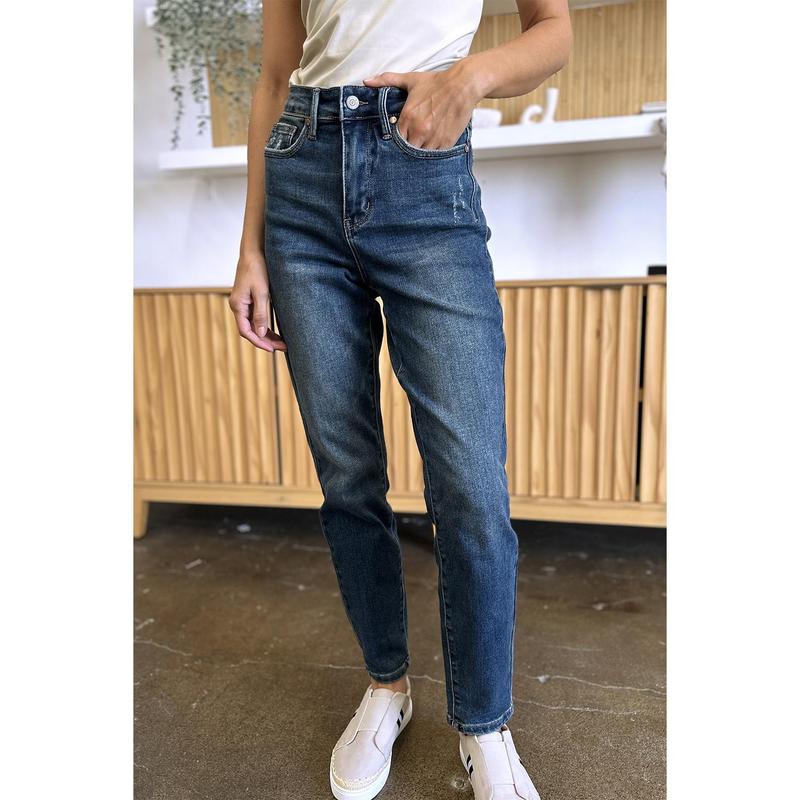 Judy Blue Full Size Tummy Control High Waist Slim Jeans trendy jean judy blue high waist garment