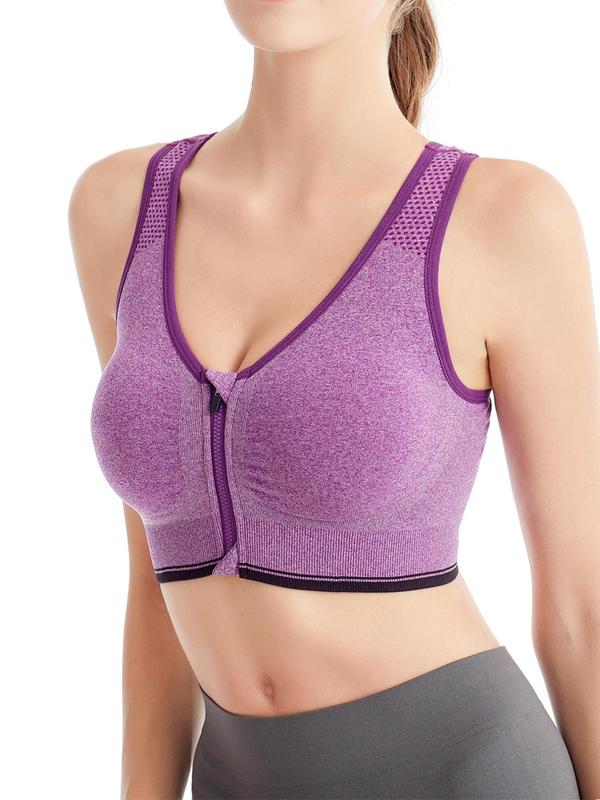 Women's Front Zipper Bras, Casual Contrast Binding Lingerie Top, Ladies Summer Bralette for Daily Wear, Summer Wear 2024, Lingerie for Women, Bras for Women