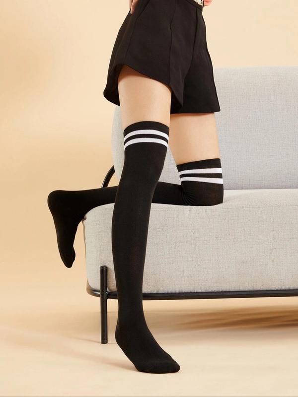 Women's 1 Pair Striped Print Over the Knee Socks, Casual Comfy Breathable Socks for Daily Wear, Ladies Socks for All Seasons