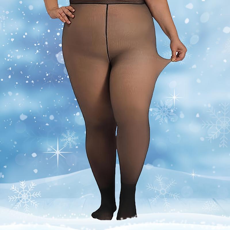 Warm pantyhose with transparent thick leggings at the bottom for warmth and slimming, perfect for pairing with short skirts, high heels, and more.