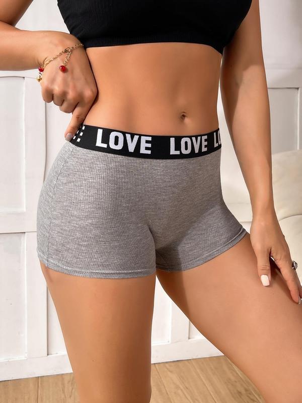 Women's Letter Tape Boxer Brief, Casual Soft Comfy Breathable Panty for Daily Wear, Underwear for All Seasons