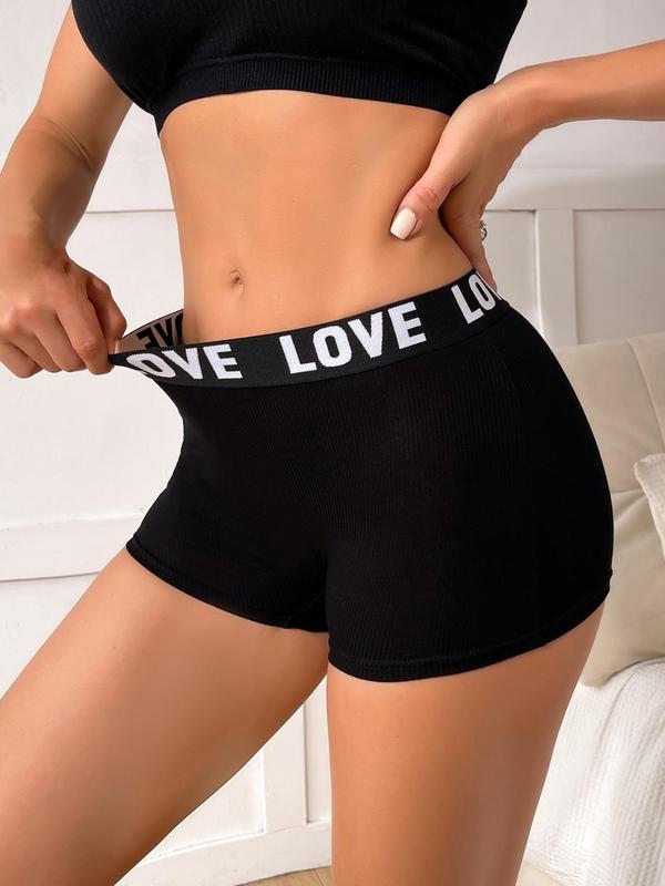 Women's Letter Tape Boxer Brief, Casual Soft Comfy Breathable Panty for Daily Wear, Underwear for All Seasons