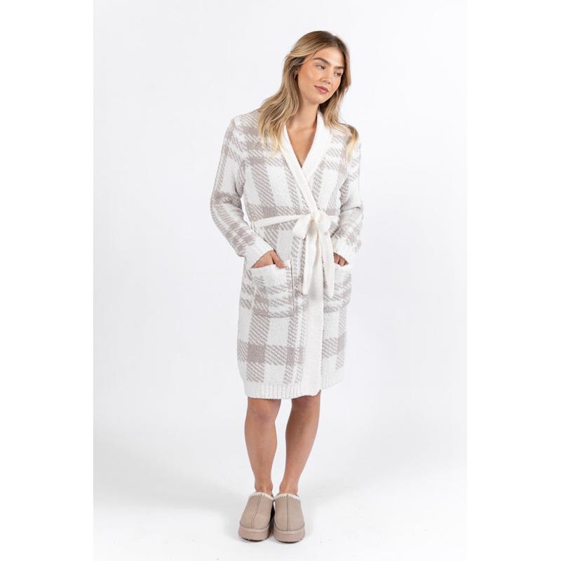 It Was All A Dream Grey Plaid Robe