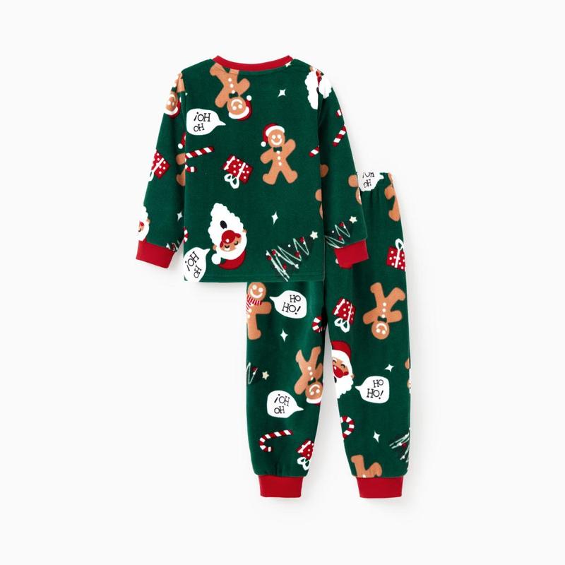 PatPat Christmas Pajamas Family Matching Fleece Gingerbread Man Long Sleeves Pajamas Sets with Pockets