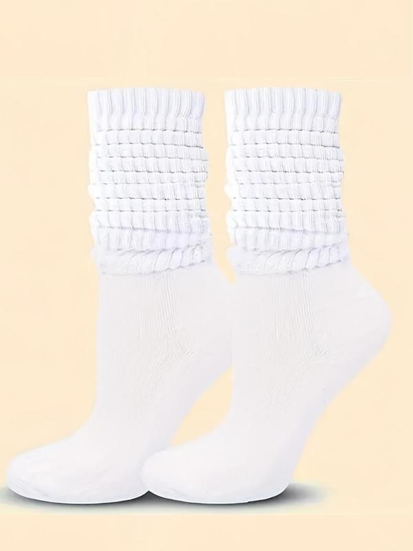 Women's Solid Ribbed Thermal Lined Crew Socks, Casual Soft Comfy Warm Pile Socks for Fall & Winter, Women's Socks for Daily Wear