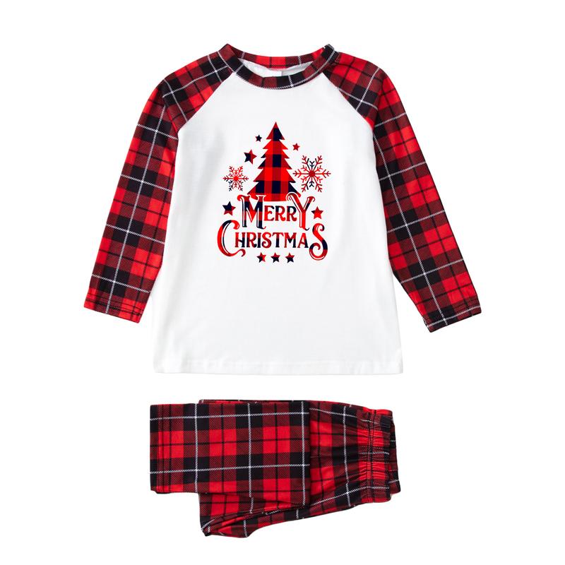 2024 New Christmas Pajamas for Family Long Sleeve Snowflake Tree Print Tops + Plaid Pants Set Winter Sleepwear Xmas Pj's Clothes Homewear Loungewear Nightwear Womenswear Baby Dog Suits Womenswear Baby