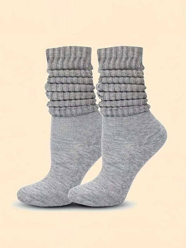 Women's Solid Ribbed Thermal Lined Crew Socks, Casual Soft Comfy Warm Pile Socks for Fall & Winter, Women's Socks for Daily Wear