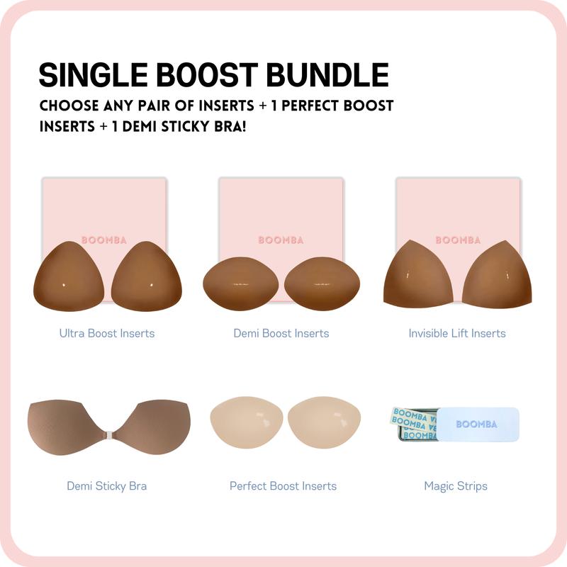 BOOMBA Single Boost Bundle - Patented Adhesive Bra Inserts - Pack of 3