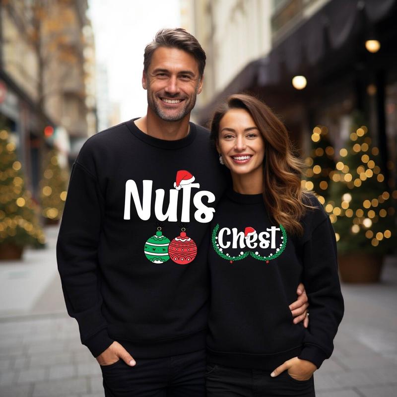 Chest Nuts Sweatshirt, Christmas Couples Matching Sweatshirt, His and Her Christmas Sweater, Funny Couple Sweater, Ugly Christmas Sweater