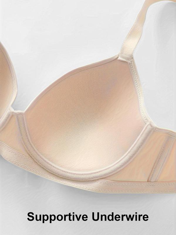 Women's Solid Color Push Up Bra, Casual Comfortable Breathable Adjustable Strap Bra for Daily Wear, Women's Underwear for All Seasons