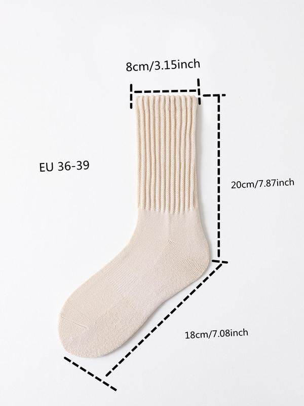 Women's Solid Slouch Crew Socks, 1 Pair Casual Comfy Breathable Mid-calf Socks for Daily Wear, Ladies Socks for All Seasons