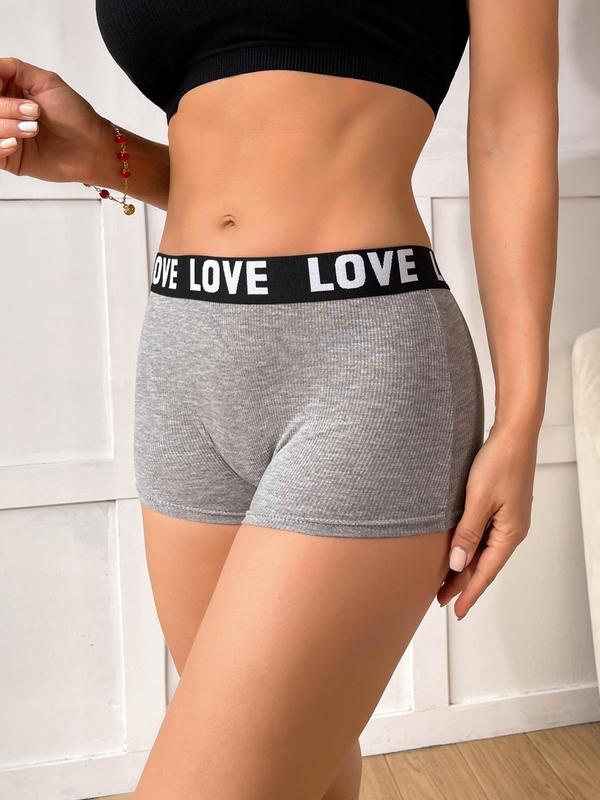 Women's Letter Tape Boxer Brief, Casual Soft Comfy Breathable Panty for Daily Wear, Underwear for All Seasons