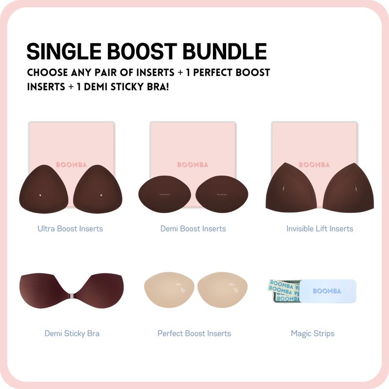 BOOMBA Single Boost Bundle - Patented Adhesive Bra Inserts - Pack of 3