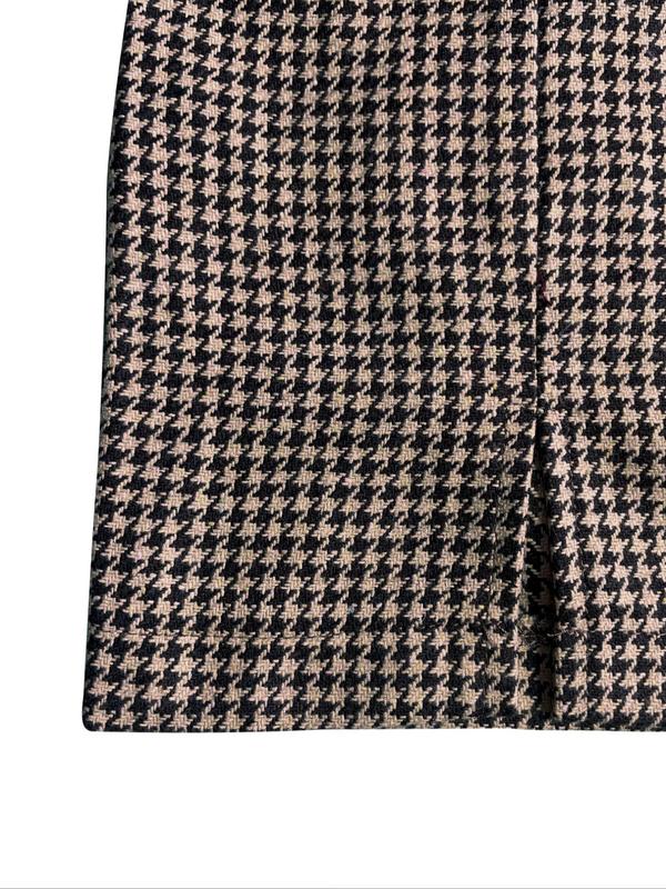 Women's Houndstooth Print Split Hem Bodycon Skirt, Elegant Fashion Casual Short Skirt for Daily Outdoor Wear, Women Bottoms for Summer