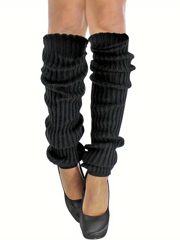 3 Pairs Minimalist Solid Textured Ribbed Leg Warmers, Casual Soft Cozy Warm Leg Warmers for Fall & Winter, Sports Leg Warmers for Women & Girls