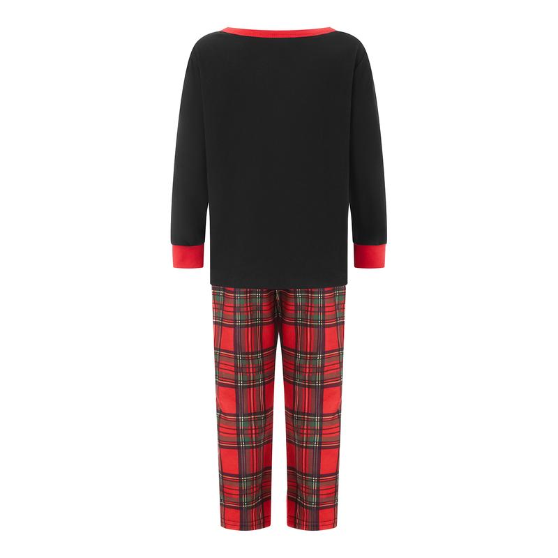 Family Matching Pajamas Christmas Elk Print Long Sleeve Tops and Elastic Plaid Pants Set for Loungewear Soft Sleepwear Comfortable Round Neck